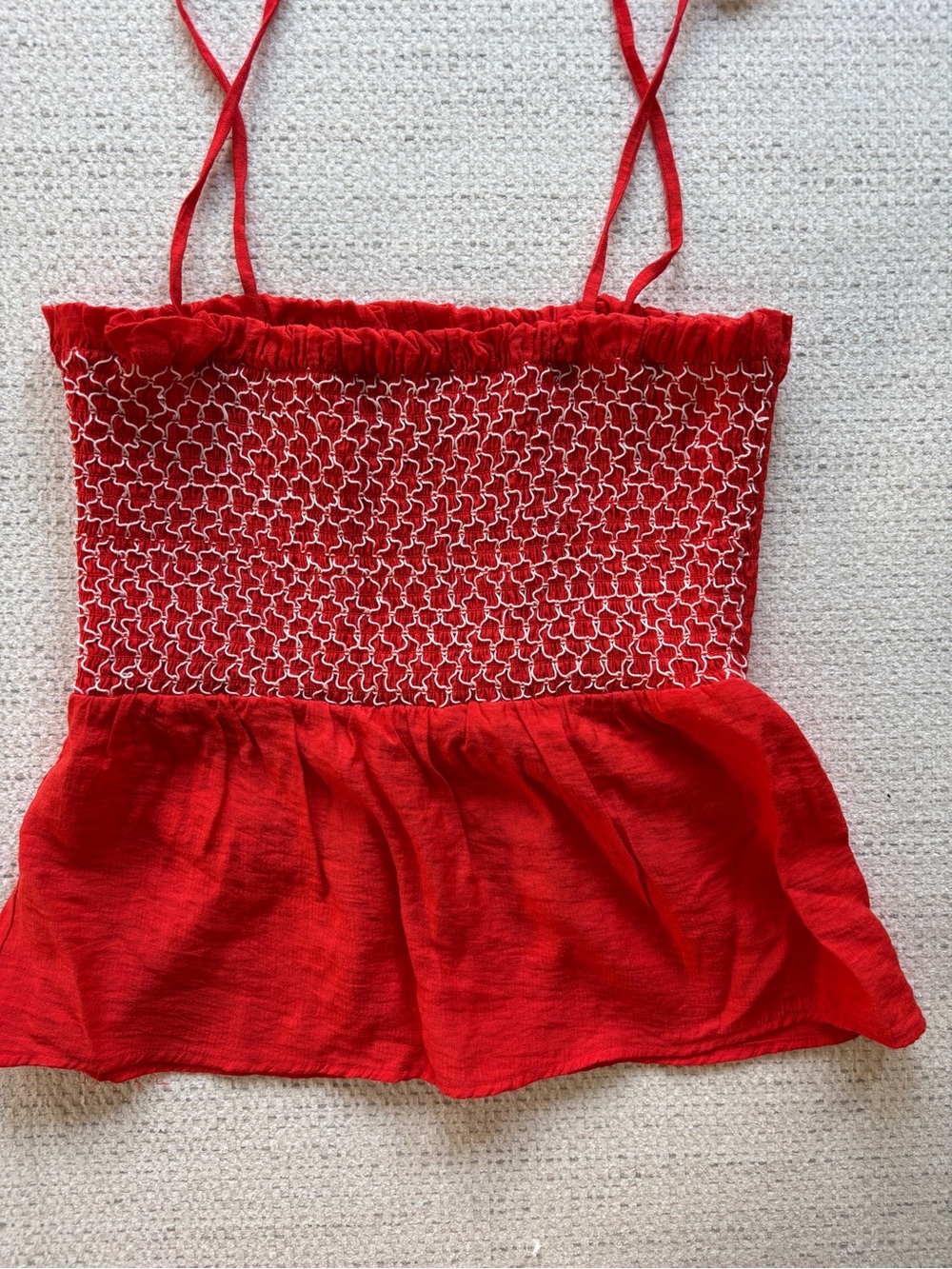 MiAmi Smocked Babydoll Spaghetti Strap Top, Size Small - Picture 2 of 6